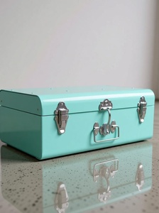 Premium Mint Green Lacquered Wooden <b>Keepsake</b> Trunk <b>Box</b> Decorative Combination Lock Organizer - Product Image 3