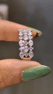 Anillo sorpresa con diamantes cultivados en laboratorio de corte marquise y redondo para mujer, oro macizo de 14 quilates, regalo de aniversario de boda, joyería fina para mujer - Product Image 4