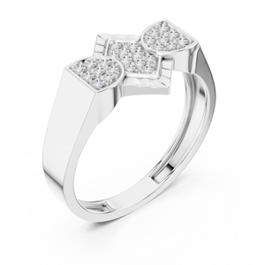 Bague classique en or blanc 18 carats avec pierres de laboratoire rondes et serti en grappe, idéale pour les fiançailles, les mariages, les cadeaux ou l'usage quotidien pour homme. - Product Image 1