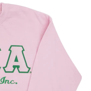   เสื้อสเวตเตอร์คอกลมสีชมพู Sorority Inc ปักตัวอักษรกรีก เสื้อสวมหัวผู้หญิง สีชมพู - Product Image 3