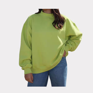 เสื้อสเวตเชิ้ตคอตั้งสีชมพูทรงโอเวอร์ไซส์สำหรับผู้หญิง แขนยาวแบบดรอปโชว์เดอร์ ผ้าถักจากผ้าฝ้าย ใส่ได้ในฤดูใบไม้ร่วง - Product Image 2