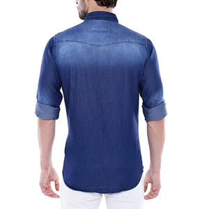 Chemises en denim tricotées à manches longues de qualité supérieure pour hommes, chemise décontractée pour hommes, produits les plus vendus, logo personnalisé, respirant - Product Image 4