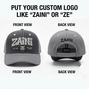 Gorra Trucker de Sarga de Algodón Premium 220 GSM Estructurada de 5 Paneles en Gris con Logotipo Bordado Personalizado y Cierre Ajustable - Product Image 1