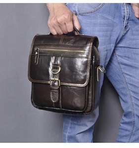 New Arrival High Quality Genuine Leather Handmade Eco-friendly Lightweight Waterproof Zipper Crossbody <b>Messenger</b> <b>Bag</b> Unisex OEM - Product Image 4