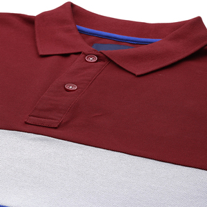 Polo à manches courtes pour homme, tissu piqué, coupe classique, design à rayures rouge, gris et bleu, coloris contrastés - Product Image 4