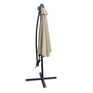 Tan 10 ft a energia solare LED illuminato esterno Patio ombrello mercato impermeabile 8 costole a croce Base per giardino piscina ombra - Product Image 5