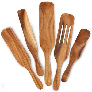 Juego de utensilios de cocina antiadherentes con espátula de madera para preparar comidas, espátulas de madera duraderas, herramientas de cocina - Product Image 4