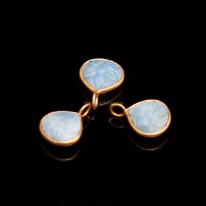 Pendentif fleur en opale bleue naturelle, charme en argent sterling 925, pierre précieuse sculptée à la main, charme en forme de cœur pour la création de bijoux - Product Image 3