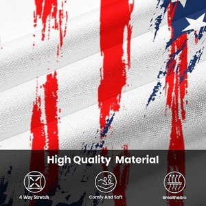 T-shirt sportif personnalisé avec drapeau américain, tricoté, en Spandex/Polyester, 6XL, anti-rides, séchage rapide, respirant, manches courtes, numérique, pour homme - Product Image 4