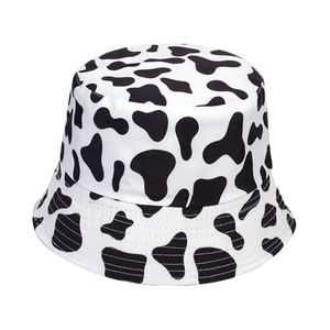 Chapeau seau imprimé vache unisexe, décontracté, printemps-été, respirant, en coton, ajusté, 56-58 cm - Product Image 1