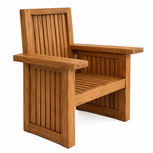Fauteuil de jardin moderne et contemporain en teck massif pour villa, parc, école et salon – Chaise de patio en bois durable - Product Image 2