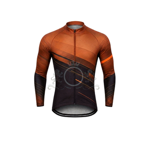 Ensemble de maillot de cyclisme pour hommes, manches longues, orange et noir, vêtements de vélo de route respirants à séchage rapide - Product Image 2