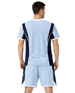 Men Light Blue <b>Navy</b> Blue Sports <b>TShirt</b> Shorts Set Breathable Quick Dry Gym Wear Athletic Running Training Activewear Outfit Set - Product Image 2