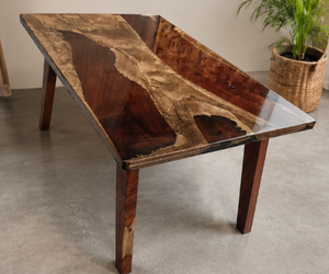 Modern Wooden <b>Resin</b> <b>Top</b> Dining <b>Table</b> 3x2 Feet Handmade Rectangle Home Furniture - Product Image 4