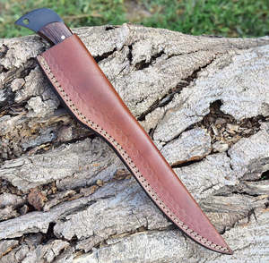 Custom Handmade Carbon Steel Fillet <b>Knife</b> Full Tang Resin Leather Sheath Modern Ambidextrous Outdoor Survival Eco-Friendly - Product Image 5