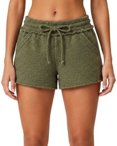 Shorts décontractés pour femmes en coton doux vert olive, shorts de plage d'été, taille élastique, mini-shorts confortables et tendance - Product Image 1