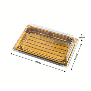 Prato de Sushi Plástico Descartável para Viagem, Bandeja Retangular para Sushi com Tampa, Vendas por Atacado - Product Image 2