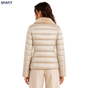 Abrigo acolchado corto de burbujas para mujer, de invierno, superventas, con cremallera, logo, cuello alto, ligero y grueso - Product Image 2