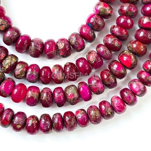 Cuentas redondas de turquesa rosa cobre AAA, cuentas de turquesa Mohave rosa intenso de 8-10 mm para la fabricación de joyas, venta al por mayor. - Product Image 1