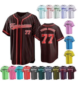 เสื้อเบสบอลลายเส้นแบบกำหนดเอง ปักชื่อและหมายเลขทีมตามสั่ง เสื้อกีฬาสำหรับผู้ชาย ผู้หญิง และผู้ใหญ่ ผลิตตามแบบ OEM 100% - Product Image 5