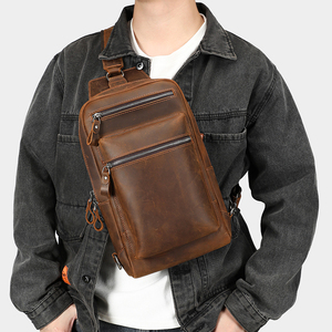 Bolso Bandolera de Cuero Genuino para Hombre, Gran Capacidad, Mochila de un Solo Hombro, Bolso de Viaje, Bolso de Pecho de Cuero para Hombre - Product Image 4