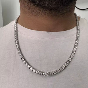 Collar de Tenis para Hombre, Lujoso Collar de Tenis de Oro de 14K, Diamantes Cultivados en Laboratorio con Corte Redondo, Diamantes Sueltos con Certificación CVD IGI - Product Image 3