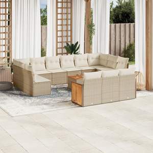 Beige Garden <b>Sofa</b> <b>Set</b> With Cushioned Seating Outdoor Furniture Contemporary Design UV Resistant PE Rattan High Density Foam - Product Image 1