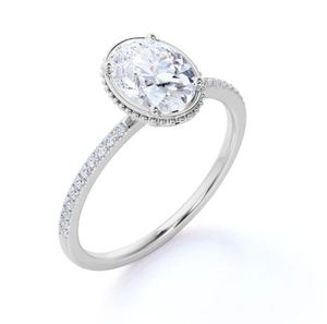 แหวนหมั้นมอสซาไนต์แบบมิลเกรน 1.2 กะรัต ชุบทอง 14K สไตล์คลาสสิกโบราณ ประดับแบบกรงเล็บ รูปทรงวงรี แหวนแต่งงานเจ้าสาว - Product Image 3