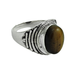 Anneaux d'oeil de tigre naturel bijoux faits à la main Jaipur 925 bagues en argent sterling pierres précieuses en gros cadeau bijoux fournisseurs fabricant - Product Image 1