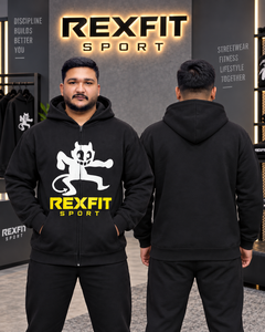 Sudadera con capucha negra para hombre con cremallera completa, estampado de diablo de dibujos animados, forro polar grueso, chaqueta de estilo urbano, 100% algodón, invierno, personalizada, OEM, al por mayor - Product Image 2
