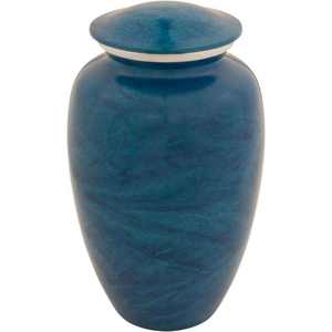 Urna Funeraria Metálica Verde Esmeralda con Diseño de Triple Banda Plateada y Tapa Segura para Cenizas de Adultos - Product Image 3