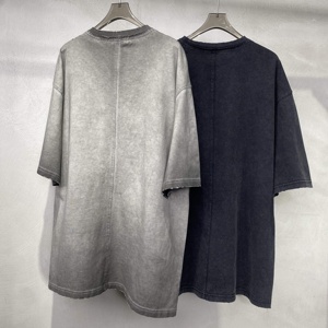 Camiseta Oversize para Hombre con Lavado Ácido, 100% Algodón, Manga Corta, Cuello Redondo, Casual, Color Liso, Diseño Liso de Punto Jersey - Product Image 3