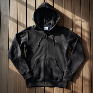 Men’s Polo Zip Up Hoodie Cotton Fleece Casual Long Sleeve Sweatshirt Jacket with OEM ODM Customization - Product Image 3