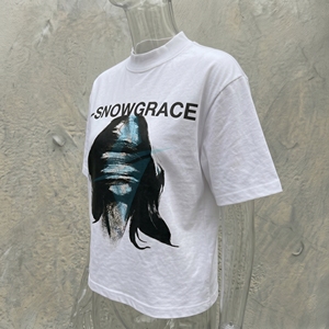 T-shirt court surdimensionné pour homme Snowgrace, manches courtes, col rond, jersey en coton, style streetwear, impression photo, logo sur le devant - Product Image 5