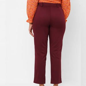 High Quality Women's Denim Pants Maroon Color Casual Daily Street Wear Stylish Wide Leg <b>Jeans</b> for Women OEM Service 2026 - Product Image 4