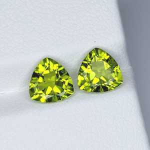 Par de peridotos naturales con corte trillón, piedras preciosas sueltas verdes, par a juego para la fabricación de joyas, proveedor mayorista - Product Image 4
