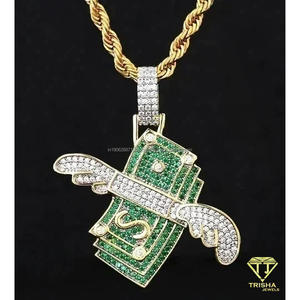 Bold Hip Hop Jewelry Pendant with Handset Moissanite Diamonds in 925 Silver - Product Image 5