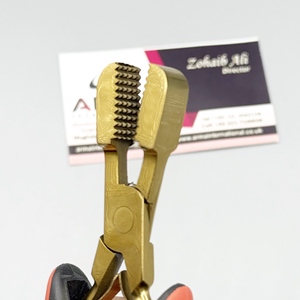 Pince droite dentelée en acier chirurgical Plasma Gold pour extensions capillaires, outil de fusion et de collage de colle pour extensions de cheveux - Product Image 2