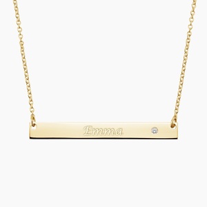 Collar con Colgante de Diamante en Forma de Barra Pulida - Product Image 2