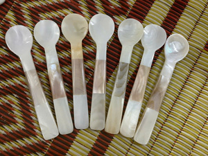 Cucharas de Concha Marina Hechas a Mano, Forma Ovalada, Concha Natural Pulida, Vajilla Duradera, Decoración para el Hogar, Artesanía - Product Image 4