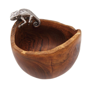 Cuencos Redondos de Madera de Estilo Vintage con Detalles Metálicos para Servir Desayuno, Cuencos Decorativos para Sopa, Artesanía - Product Image 3