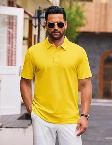 Men's Short Sleeve Polyester/Cotton Blend <b>Classic</b> Fit Casual Collared Golf Style Breathable Solid Digital Printed Knitted Shirt - Product Image 1