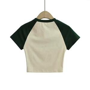 Camiseta Corta Ajustada con Estampado Personalizado al por Mayor, Camiseta de Verano de Algodón Orgánico para Mujer - Product Image 1