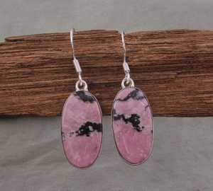 Handmade Rhodonite Dangle Earrings 925 Sterling Silver Gold Plated Natural Pink Gemstone Boho Jewelry Women Gift for Party - Product Image 4