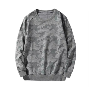 เสื้อสเวตเชิ้ตคอกลมพิมพ์ลายพรางสไตล์คัสตอมขายดี แขนยาว ชายเสื้อแบบริบ ทรงโอเวอร์ไซส์ - Product Image 1