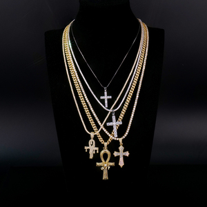 Colgante de Cruz de Aleación de Zinc Chapado en Oro Sólido de 14K, Estilo Hip Hop, Joyería Unisex, Cristal Cultivado en Laboratorio, Certificado IGI - Product Image 3