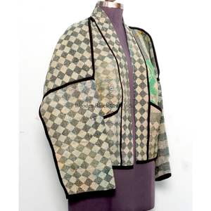 Chaqueta Gudari Hecha a Mano para Mujer, de Algodón Grueso, Estilo Indio Kantha, Surtida, Vintage, Reversible, Étnica, para Exteriores - Product Image 4