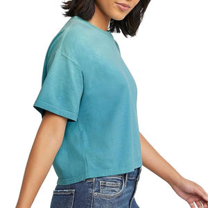 Camisetas Cortas de Algodón Ecológico para Mujer, Corte Regular, Cuello Redondo, Tejido de Punto, Estilo Casual, Anti-Pilling, Secado Rápido, Estilo Urbano 2026 - Product Image 4