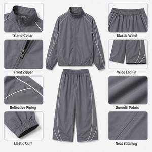 Custom <b>Plain</b> Streetwear Baggy <b>Tracksuit</b> For Mens Premium High Quality Lightweight Baggy Oversized Windbreaker <b>tracksuits</b> - Product Image 4