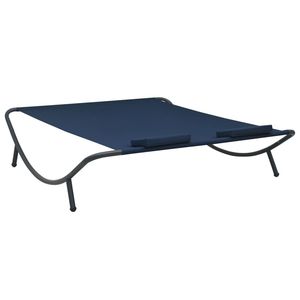 Lettino da Giardino Doppio in Acciaio Resistente con Tessuto Oxford Blu - Product Image 4